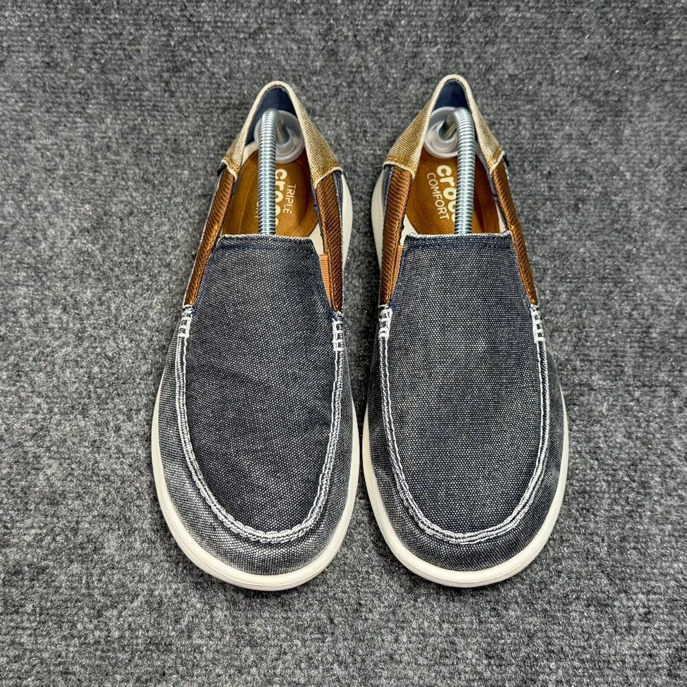 Crocs Santa Cruz 2 Lux Loafers Men's Size 10 Blue Canvas Slip On Casual‎ Shoes